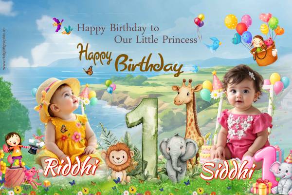thumbnail Creative 1st Birthday PSD Template for Baby Girl